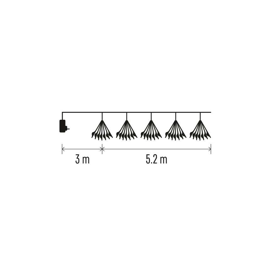 LED Ziemassvētku virtene 300xLED 5,2+3 m siltā balta