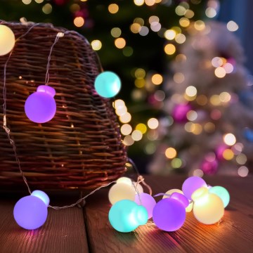 LED Ziemassvētku virtene 40xLED/2xAA 4,3 m daudzkrāsaina