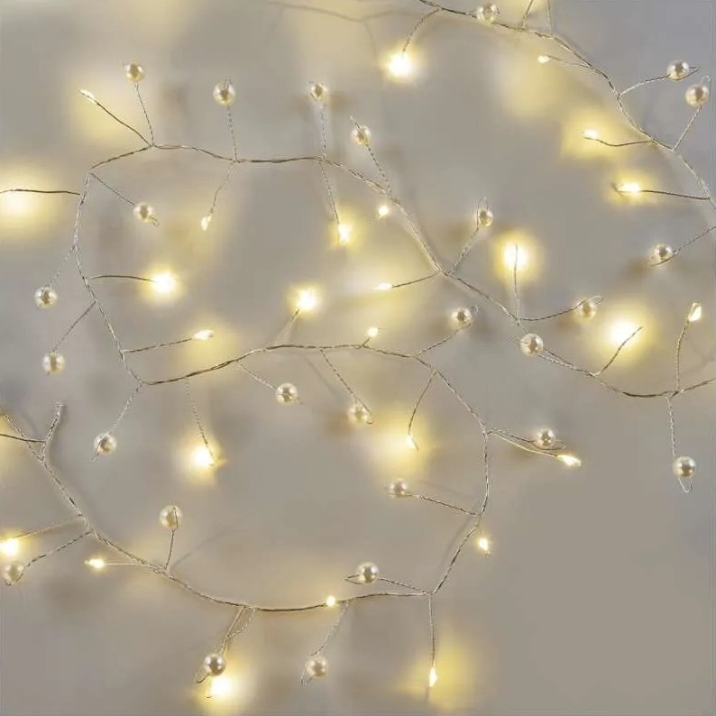 LED Ziemassvētku virtene 40xLED/3xAA 1,5 m silta balta