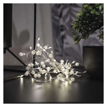 LED Ziemassvētku virtene 40xLED/3xAA 1,5 m silta balta