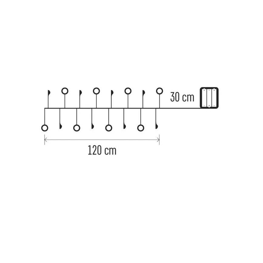 LED Ziemassvētku virtene 40xLED/3xAA 1,5 m silta balta