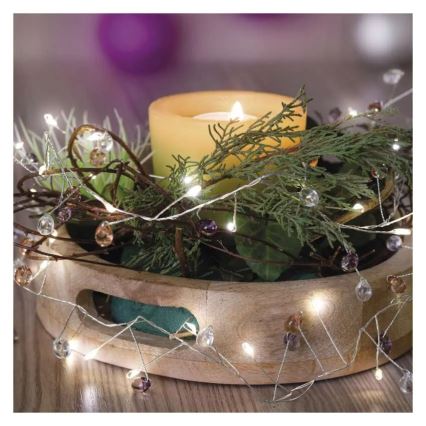 LED Ziemassvētku virtene 40xLED/3xAA 1,5 m siltā baltā krāsā