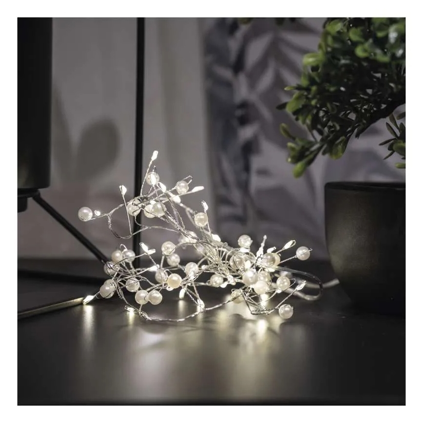 LED Ziemassvētku virtene 40xLED/3xAA 1,5 m silti balta
