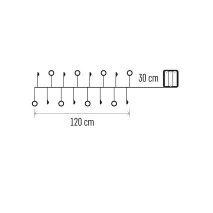 LED Ziemassvētku virtene 40xLED/3xAA 1,5 m silti balta