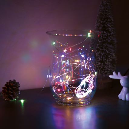 LED Ziemassvētku virtene 50xLED/3xAA 5m daudzkrāsaina