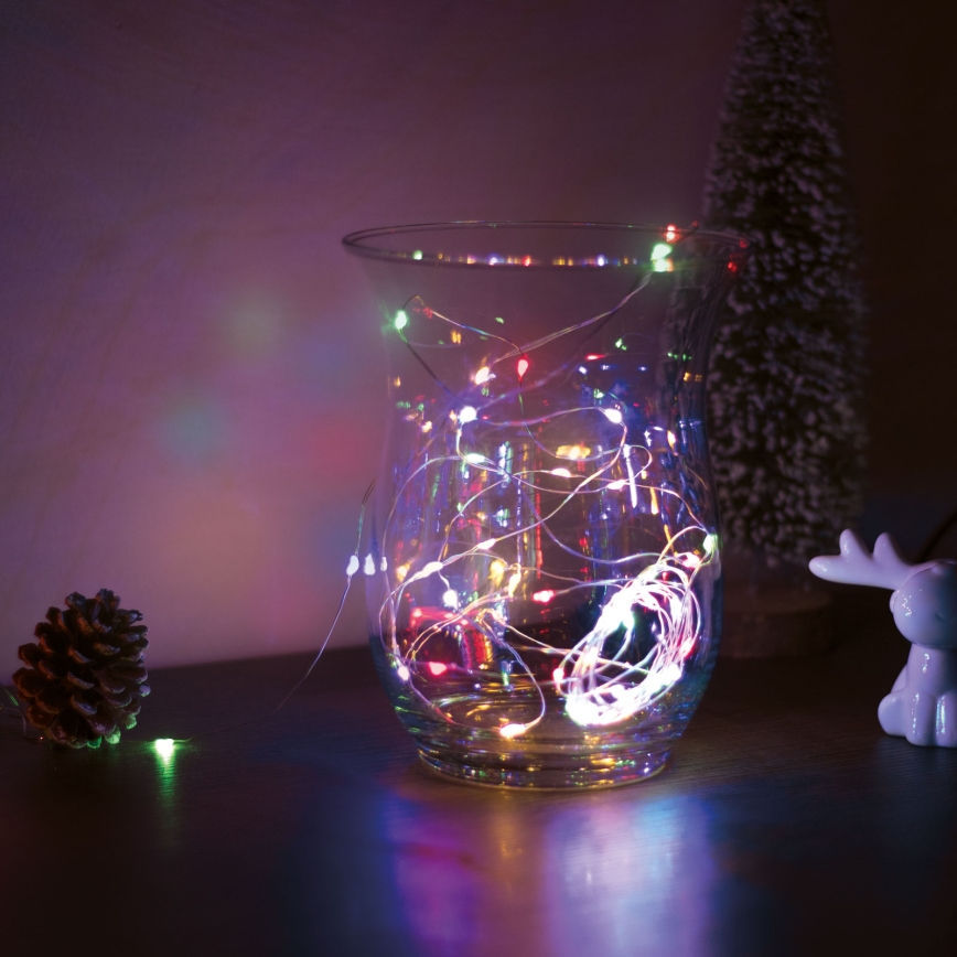 LED Ziemassvētku virtene 50xLED/3xAA 5m daudzkrāsaina