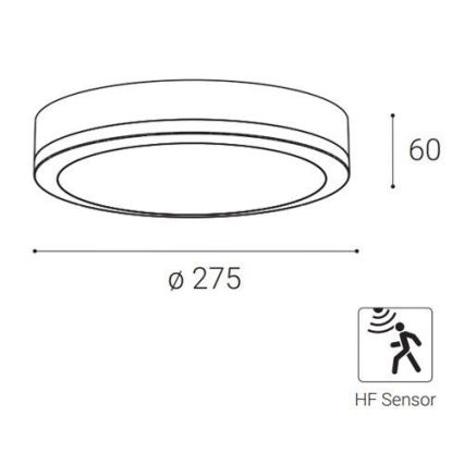 LED2 - LED Āra griestu lampa ar sensoru KERY LED/18W/230V IP65 melna