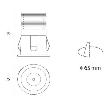 LED2 - LED Iebūvējamais gaismeklis RAY LED/10W/230V melns IP44