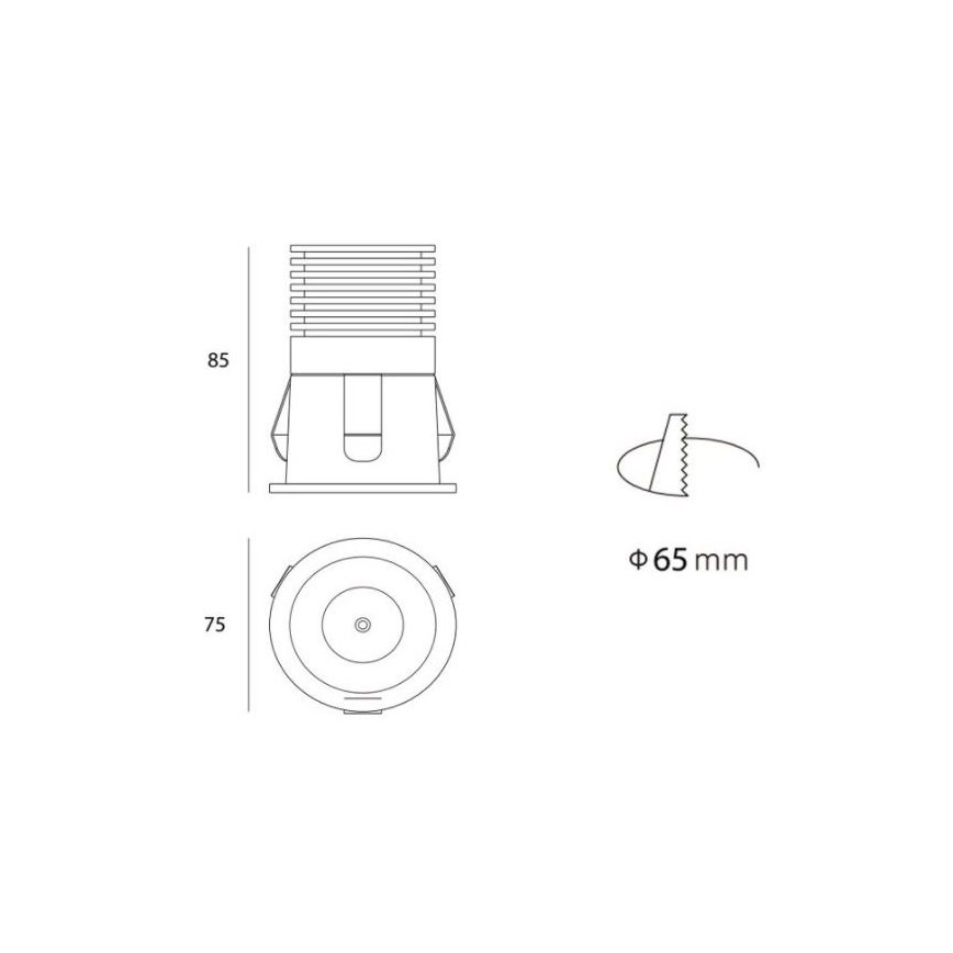 LED2 - LED Iebūvējamais gaismeklis RAY LED/10W/230V melns IP44