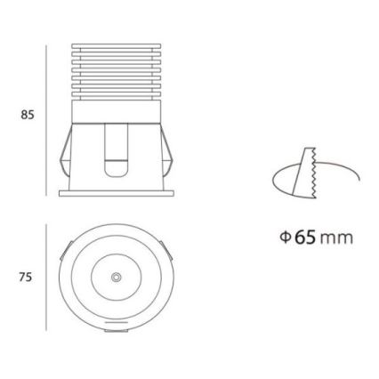 LED2 - LED Iebūvējamais starmetis RAY LED/10W/230V balts IP44