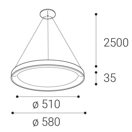 LED2 - LED Lustra ar auklu BELLA LED/48W/230V 3000K/4000K, melna