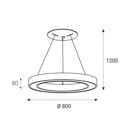 LED2 - LED Lustra ar auklu SATURN LED/80W/230V 3000K d. 80 cm balta