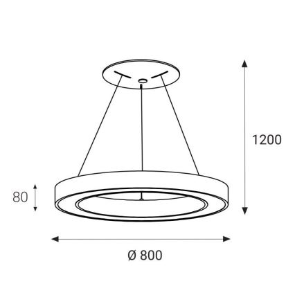 LED2 - LED Lustra ar auklu SATURN LED/80W/230V 3000K d. 80 cm melna