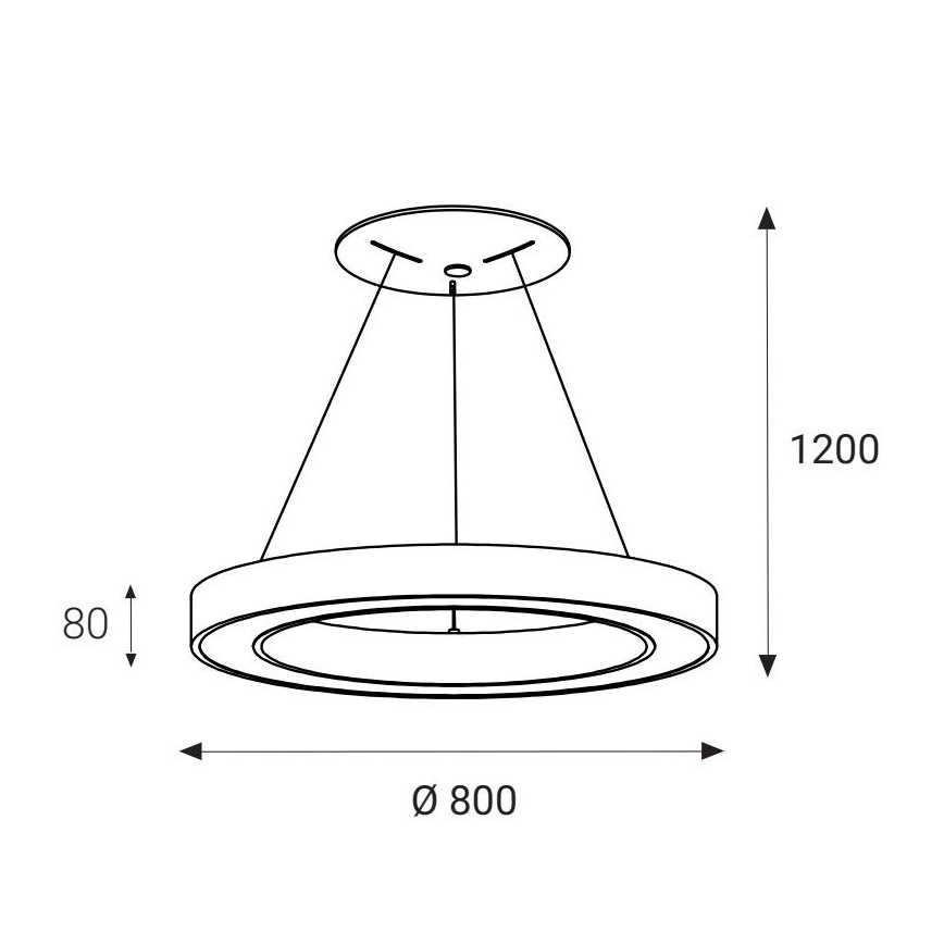 LED2 - LED Lustra ar auklu SATURN LED/80W/230V 3000K d. 80 cm melna