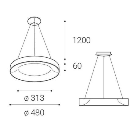 LED2 - LED Lustra uz auklas BELLA LED/40W/230V 3000/4000K melna