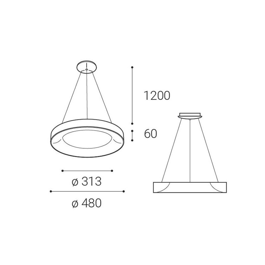 LED2 - LED Lustra uz auklas BELLA LED/40W/230V 3000/4000K melna