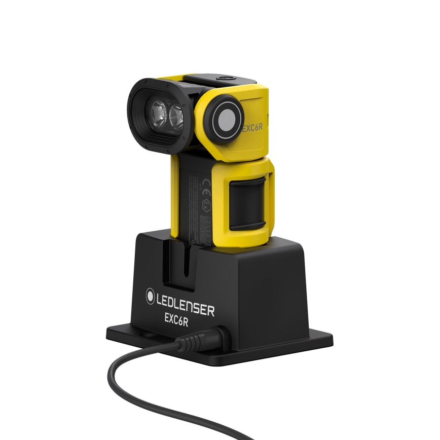 Ledlenser EXC6R - LED regulējams uzlādējamais lukturis ar uzlādes staciju LED/1900 mAh IP68 300 lm 10 h dzeltens