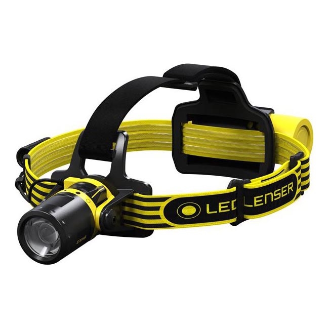 Ledlenser EXH8 - LED galvas lukturis ar regulējamu spilgtumu LED/3xAA IP66 180 lm 40 h dzeltens