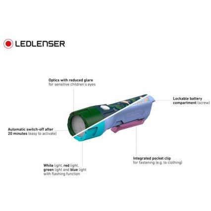 Ledlenser KIDBEAM4 DINO - regulējams bērnu LED lukturītis LED/2xAAA IP44 zaļš