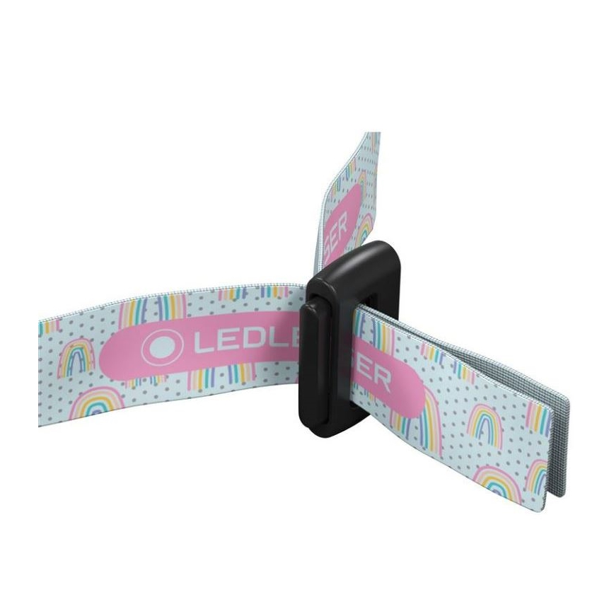 Ledlenser KIDLED2 RAINBOW - regulējama LED bērnu galvas lampa, LED/1xAAA, IPX4, 40 lm, 20 h, violeta