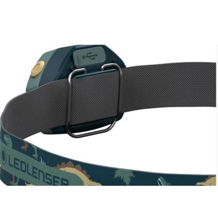 Ledlenser KIDLED4R DINO - uzlādējama bērnu LED galvas lampa ar regulējamu spilgtumu, 280 mAh, IPX4, 40 lm, 18 h, zaļa