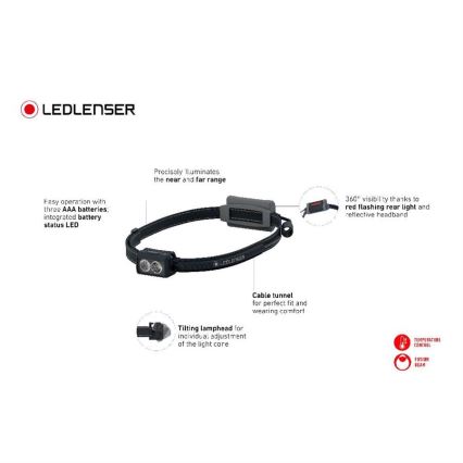 Ledlenser NEO3 - LED regulējama galvas lampa LED/3xAAA IP54 400 lm 20 h melna