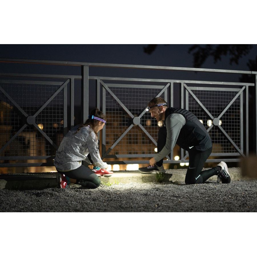 Ledlenser NEO5R - uzlādējamā LED galvas lampa ar regulējamu spilgtumu LED/1800 mAh IP54 600 lm 35 h melna/balta