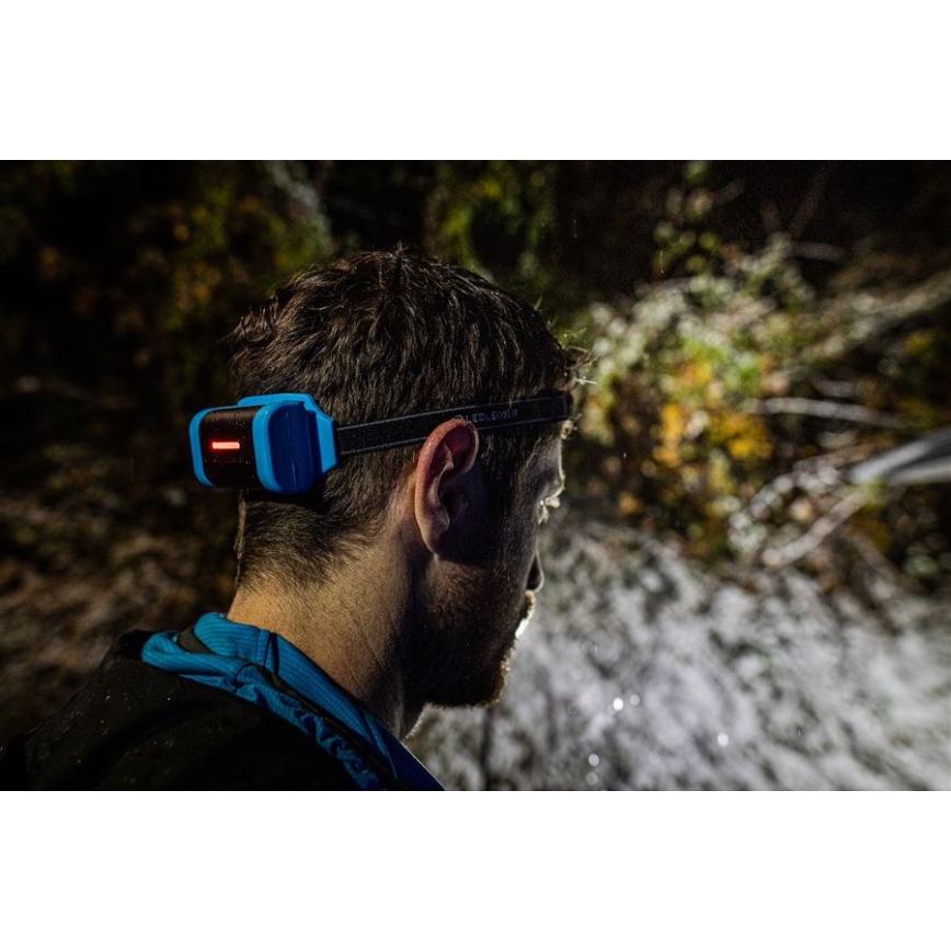 Ledlenser NEO9R - regulējams LED uzlādējamais galvas lukturis LED/5000 mAh IP54 1200 lm 120h melns/zils