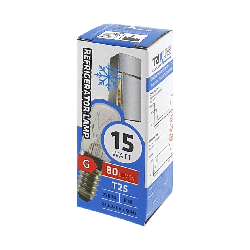 Ledusskapja spuldze T25 E14/15W/230V 2700K