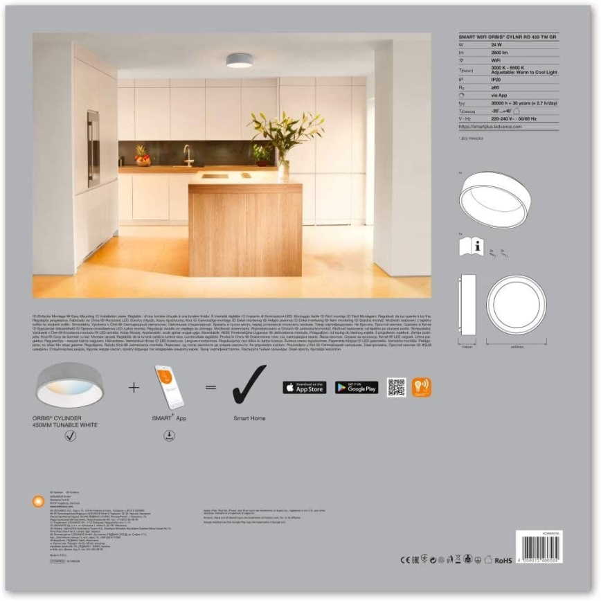 Ledvance - LED dimējams gaismeklis SMART+ CYLINDER LED/26W/230V 3000K-6500K Wi-Fi
