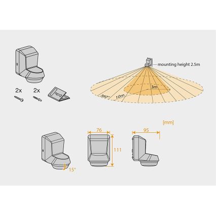 Ledvance - Āra infrasarkanais kustību sensors 230V IP55 antracīta