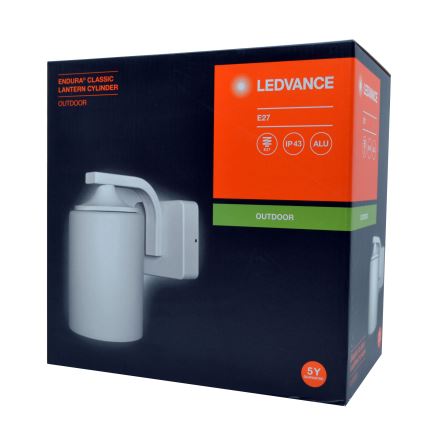 Ledvance - Āra sienas gaismeklis CYLINDER 1xE27/60W/230V IP43 balts