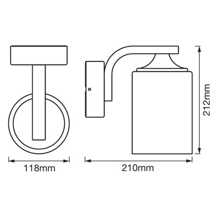 Ledvance - Āra sienas gaismeklis CYLINDER 1xE27/60W/230V IP43