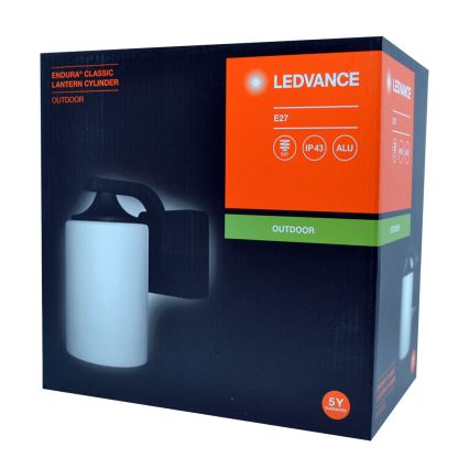 Ledvance - Āra sienas gaismeklis CYLINDER 1xE27/60W/230V IP43 melns