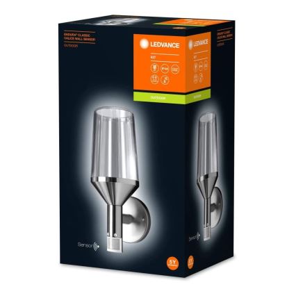 Ledvance - Āra sienas lamp ar sensoru CALICE 1xE27/60W/230V IP44