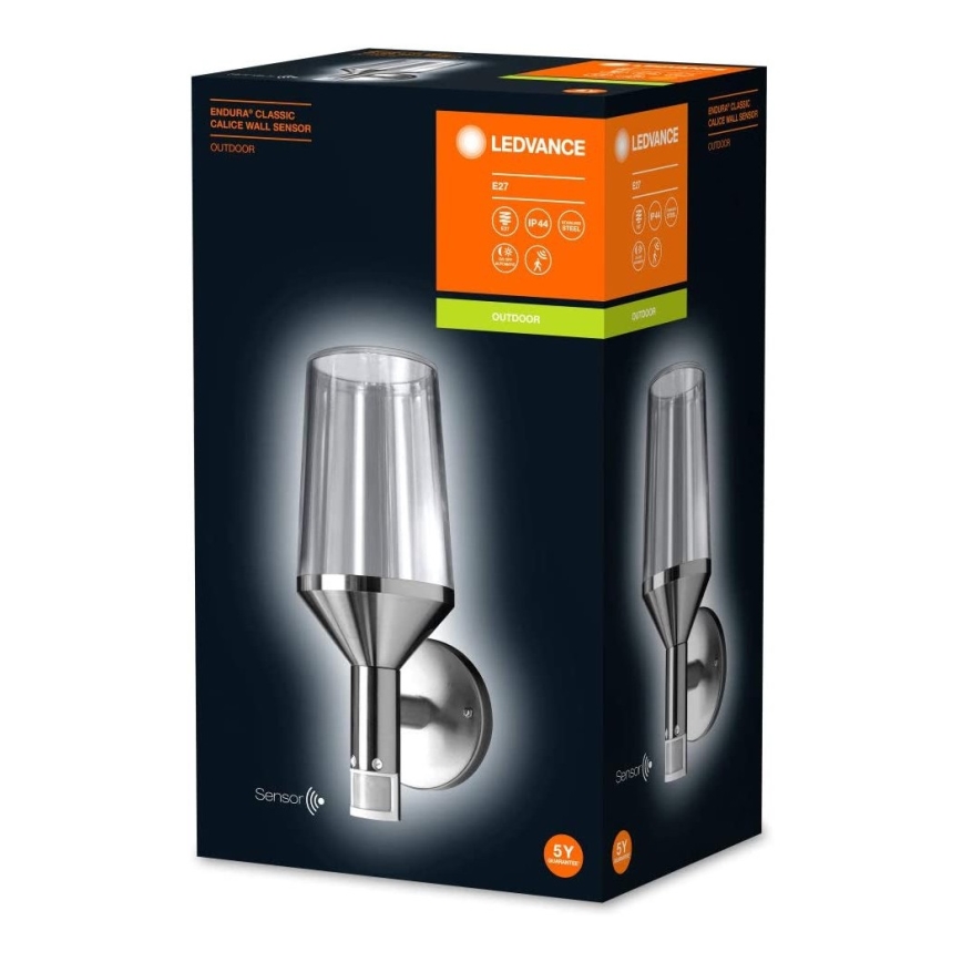 Ledvance - Āra sienas lamp ar sensoru CALICE 1xE27/60W/230V IP44