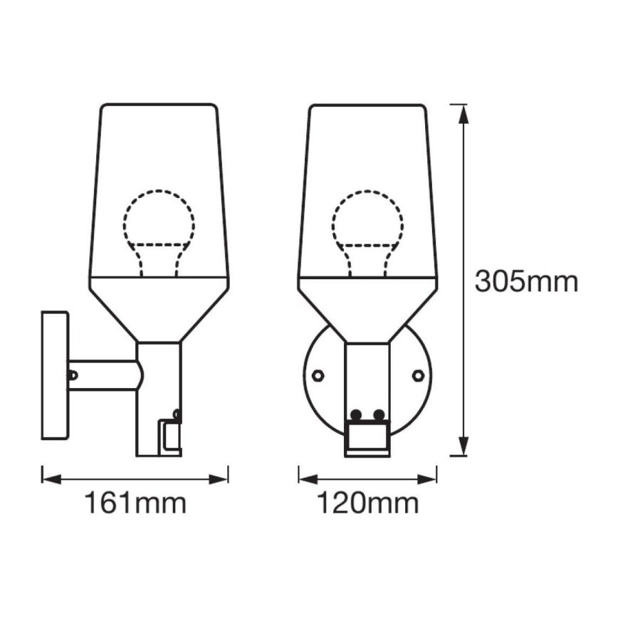 Ledvance - Āra sienas lamp ar sensoru CALICE 1xE27/60W/230V IP44
