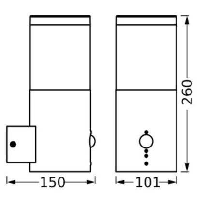 Ledvance - Āra sienas lampa ar sensoru EBRO 1xE27/20W/230V IP44