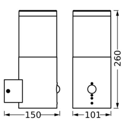 Ledvance - Āra sienas lampa ar sensoru EBRO 1xE27/20W/230V IP44