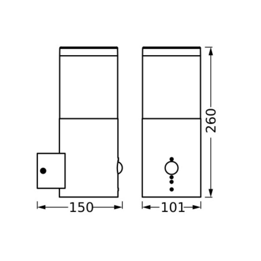 Ledvance - Āra sienas lampa ar sensoru EBRO 1xE27/20W/230V IP44