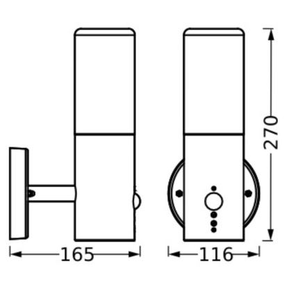 Ledvance - Āra sienas lampa ar sensoru FIGO CYLINDER 1xE27/20W/230V