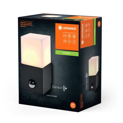 Ledvance - Āra sienas lampa ar sensoru FIGO SQUARE 1xE27/20W/230V