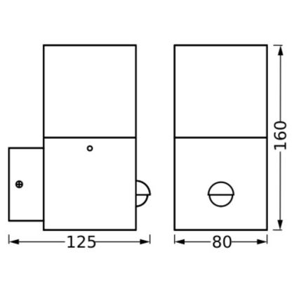 Ledvance - Āra sienas lampa ar sensoru FIGO SQUARE 1xE27/20W/230V