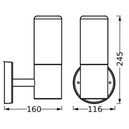 Ledvance - Āra sienas lampa FIGO CYLINDER 1xE27/20W/230V IP44