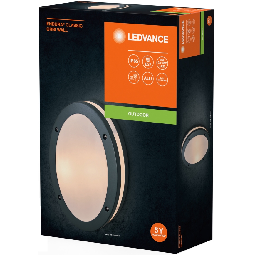 Ledvance - Āra sienas lampa ORBI 2xE27/18W/230V IP65
