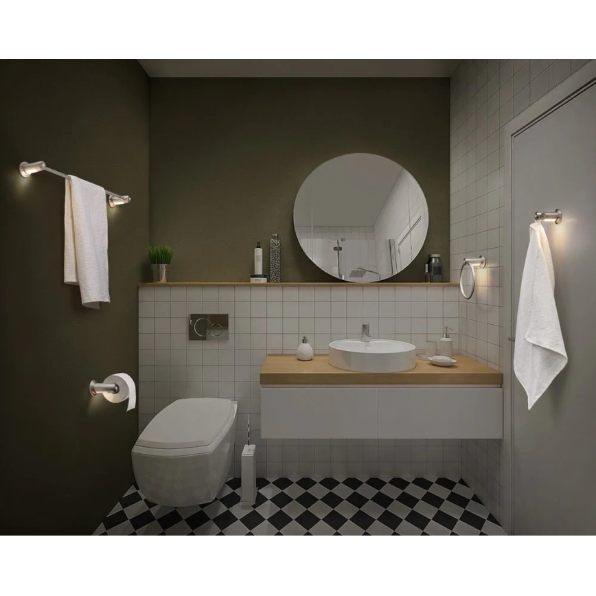 Ledvance - Dvieļu turētājs ar LED aizmugurējais apgaismojums 6xAAA IP44