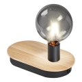 Ledvance - Gaismeklis ar pieskārienu un USB pieslēgvietu DECOR WOOD 1xE27/8W/230V gumijas koks