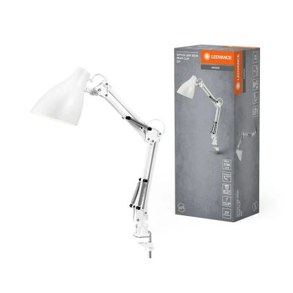 Ledvance - Galda lampa ar skavu PEAR 1xE27/11W/230V balta