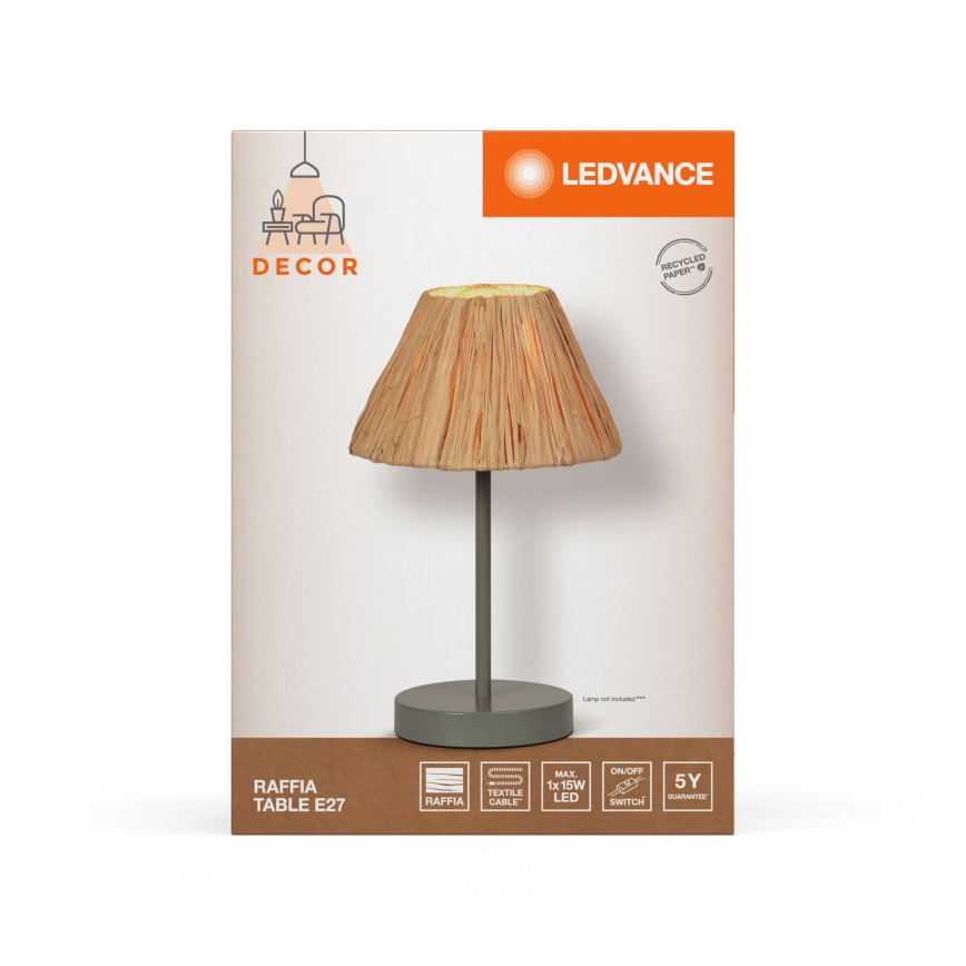 Ledvance - Galda lampa DECOR RAFFIA 1xE27/15W/230V raffia bast