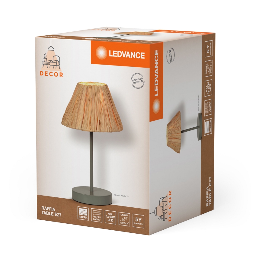 Ledvance - Galda lampa DECOR RAFFIA 1xE27/15W/230V raffia bast